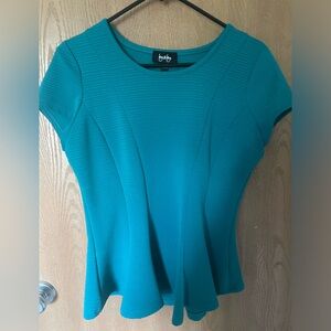 By & By, Teal, Short Sleeve Peplum Top, Size L.